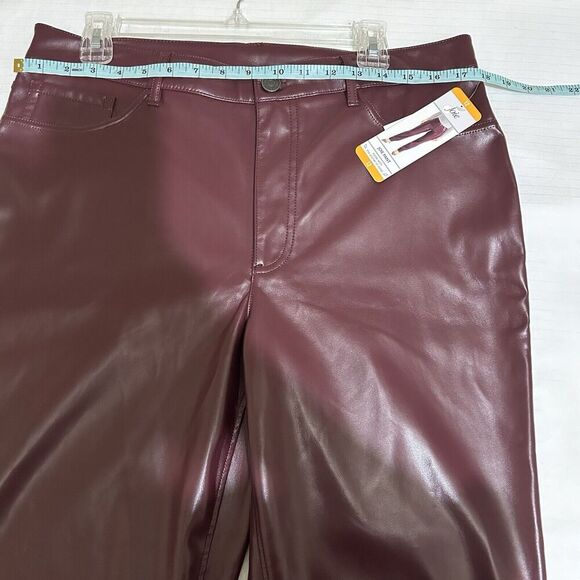 Joie Women’s Vegan Leather Straight Leg Pants Size 12 Maroon Red 90s Y2K NWT - Picture 5 of 9